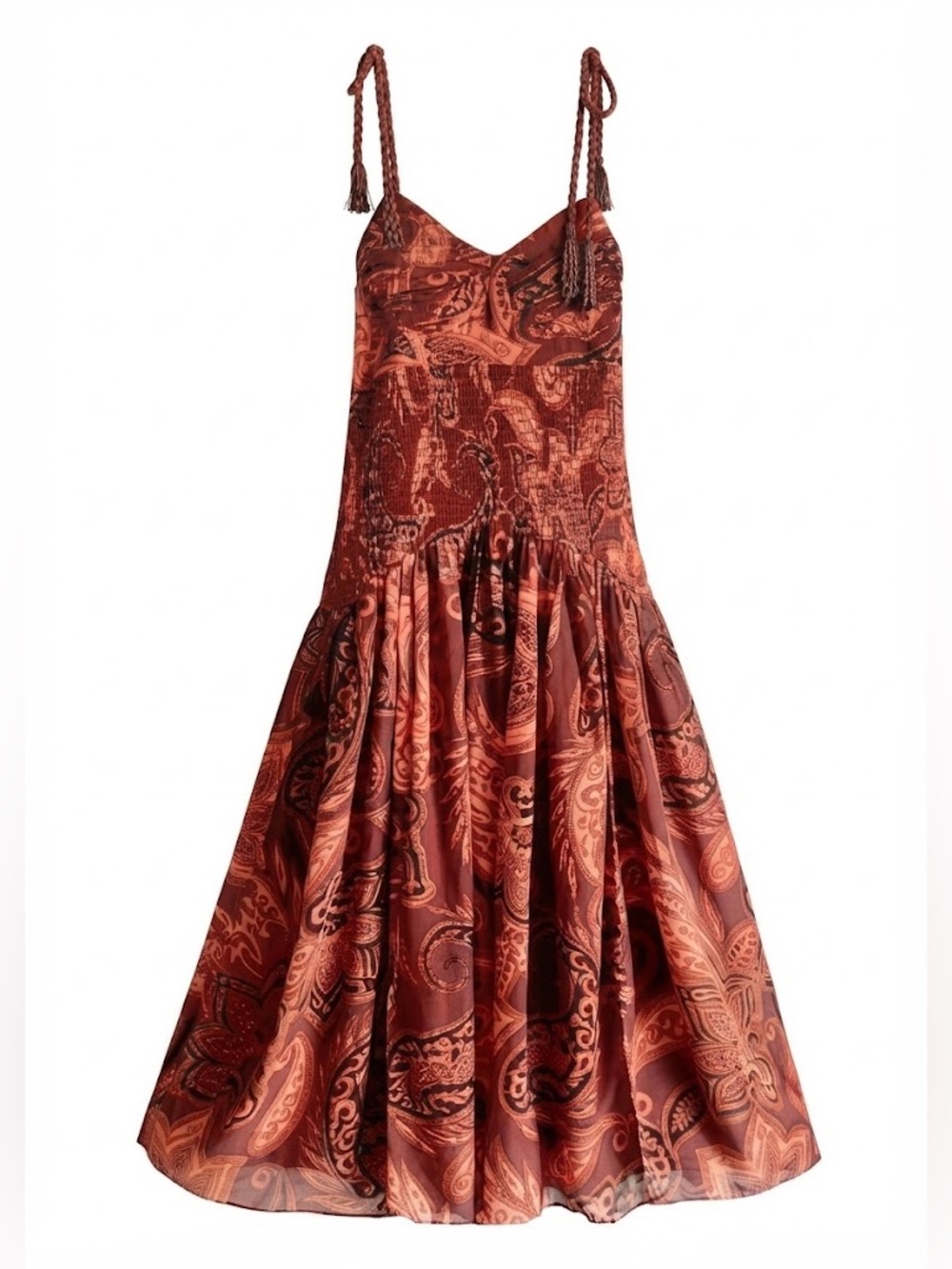 FARM Rio x Anthropologie Leopard Paisley Printed Midi Dress Size Medium NWT